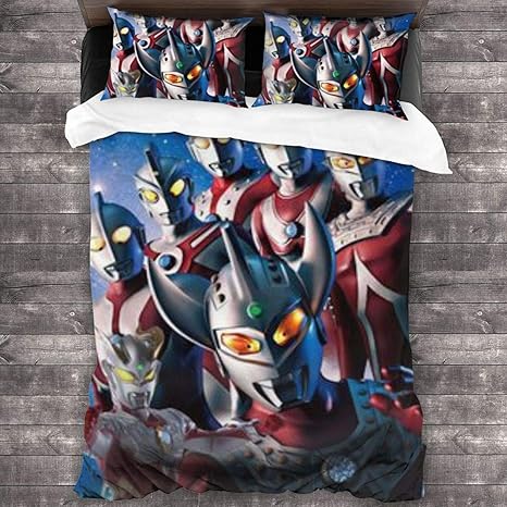 Amazon ウルトラマン 日本のアニメのキャラクターのベッド用品ジッパーの3点セット10代のアニメ愛好家のベッド用品3dプリントのベッド用品と2つの枕は誕生日や祝日の贈り物として適しています 寝具カバーセット オンライン通販