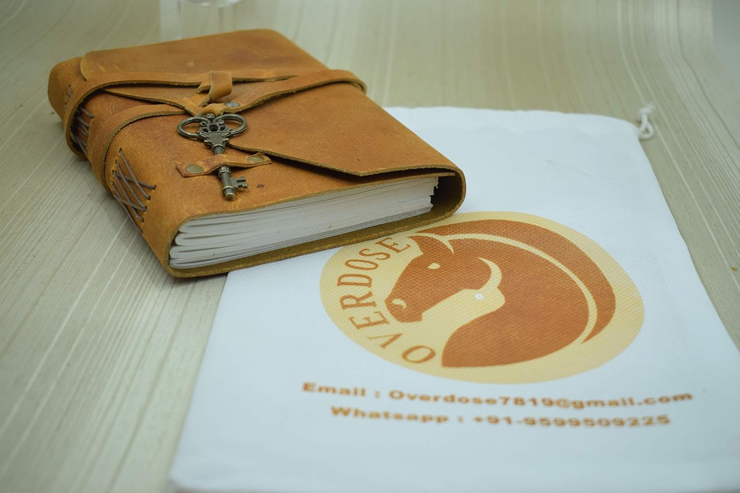 Overdose Buff with key designed Handmade Leather Celtic Griffin Journal Daily Planner Handbook Diary Sketchbook Size 6x8 Inches - Image 4