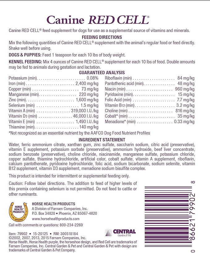 canine red cell ingredients