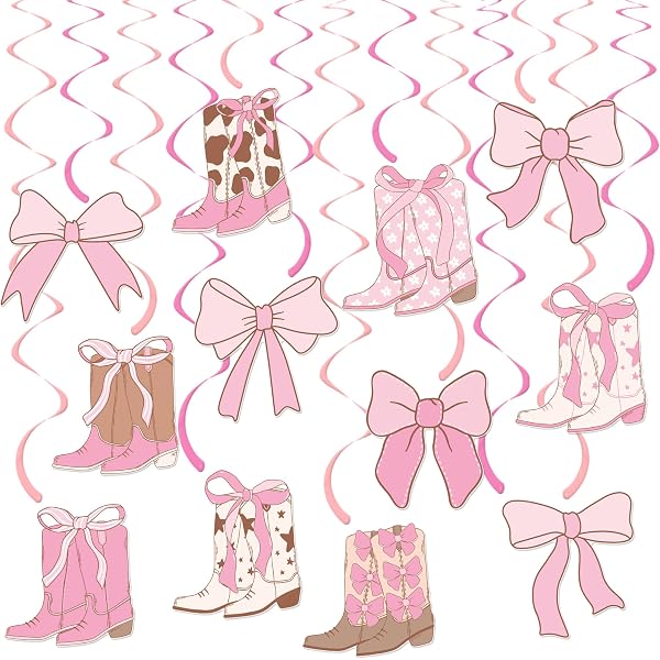 Ations 12 PCS Pink Bow Cowgirl Centerpieces - Western Honeycomb Party ...