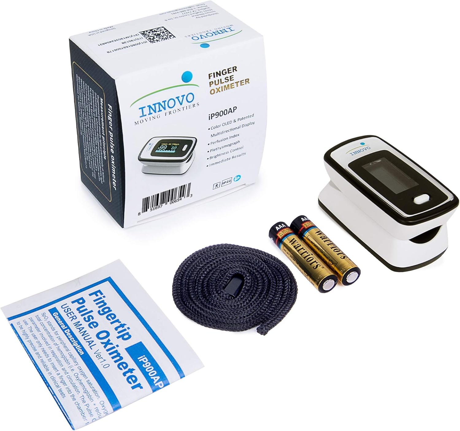 Innovo iP900AP Fingertip Pulse Oximeter and Forehead and Ear Thermometer Bundle: Health & Personal Care
