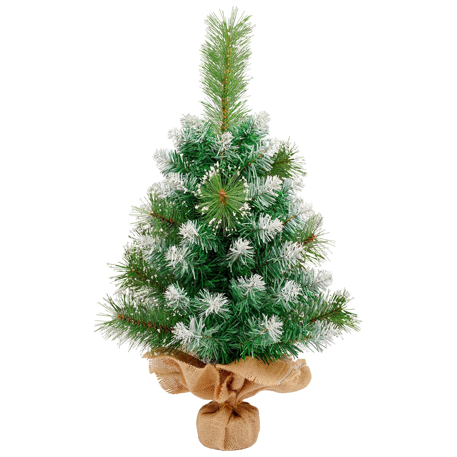 Mini Christmas Tree, 2ft/60cm Small Christmas Tree with Snowy Branches Decoration for Xmas, Office Living Room Kitchen Windowsill Christmas Desktop, Dining Tabletop