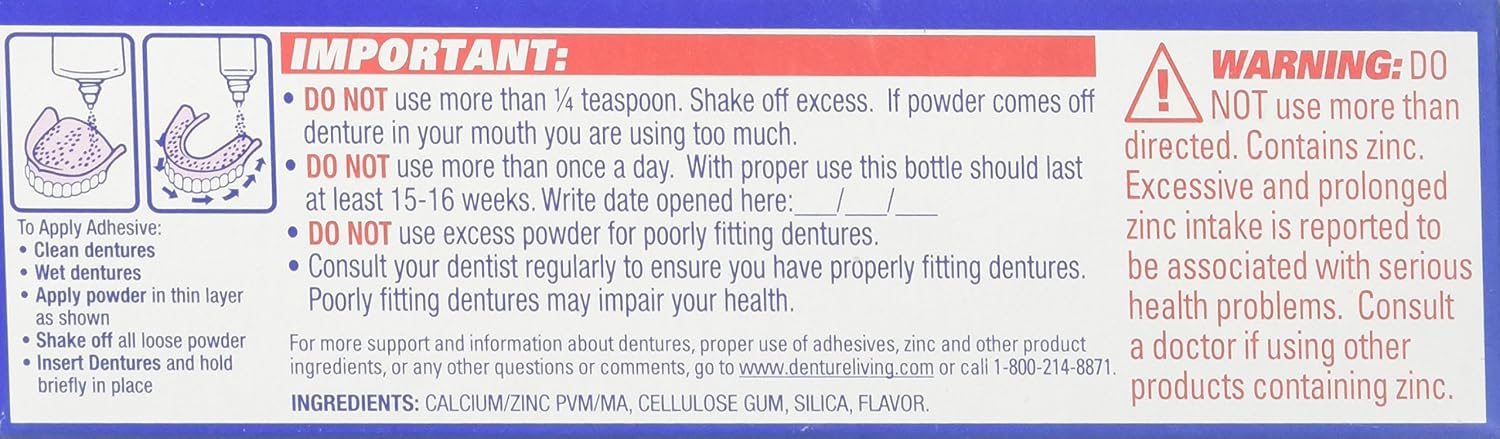 Fixodent Fixodent Denture Adhesive Powder Extra Hold, Extra Hold 2.7 Oz, Chrome, 2.7 Ounce - Image 3