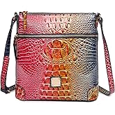 Makcr Joacbv Women Crocodile Shoulder Flat Square Handbag Trendy Elegant Stylish bag Ladies Leather Crossbody Purse