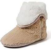 Dearfoams womens Fuzzy Memory Foam Beth Bedroom Bootie Slipper Sock With Grippers