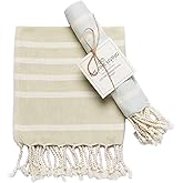 The Fine Living Co. Turkish Towels - Set of 2, 100% Cotton - Kitchen & Bathroom Towels | Decorative Face & Hair Towels for Guests, Tea & Dishcloth - 40'x18' (Green & Blue)