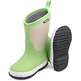 Kids Rain Boots, Waterproof Rubber Kids Rainboot, Insulated Rubber Neoprene Rain Boots for Toddlers Boys Girls Youth (Green, Little Kid, 3, Numeric, US Footwear Size System, Medium)