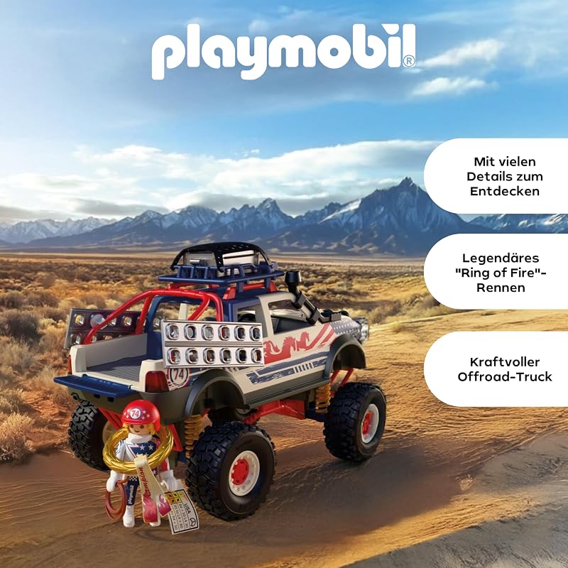 | Cars | Offroad Truck | Geländewagen mit Seilwinde und Brückenplatten | Auto Kinder Spielzeug ab 4 Jahren | 72061