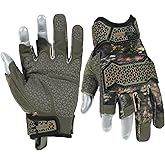 HANDLANDY Fingerless Framer Work Gloves for Men, Utility Grip Paded Gloves for Tactical Shooting Airsoft Hunting Driving (Camo- 3 Fingerless, Medium (Pack of 1))