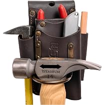 Drill Holder For Belt FESA Leather Tape Measure Holder - Heavy Duty Belt Clip For Tools & Drills (Fits 3" Belts) Tool Belt Tape Clip