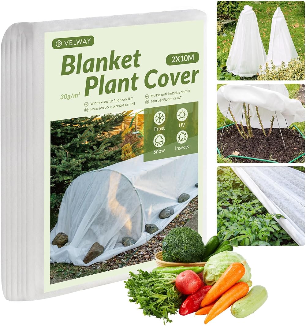 Velway 2x10m Plant Fleece Frost Protection 30gsm Heavy Duty Cover