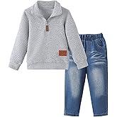 Dorbee Boy Clothes Long Sleeve Solid Sweatsuits Tops and Jean Pants 2Pcs Boys Fall Winter Outfits Set Size 2-8Y