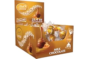 Lindt LINDOR Caramel Milk Chocolate Candy Truffles, Milk Chocolate Candy with Smooth, Melting Truffle Center, 25.4 oz., 60 Count