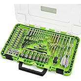 Drill Bit Set, Yougfin 104 pcs Impact Driver Bit Set Chrome Vanadium Steel Driver Bits for Wood, Metal, Masonry Includes HSS Drill Bits, Bit Holder, Nut Drivers, Drill Stop, Counter Sink, Gauge, etc