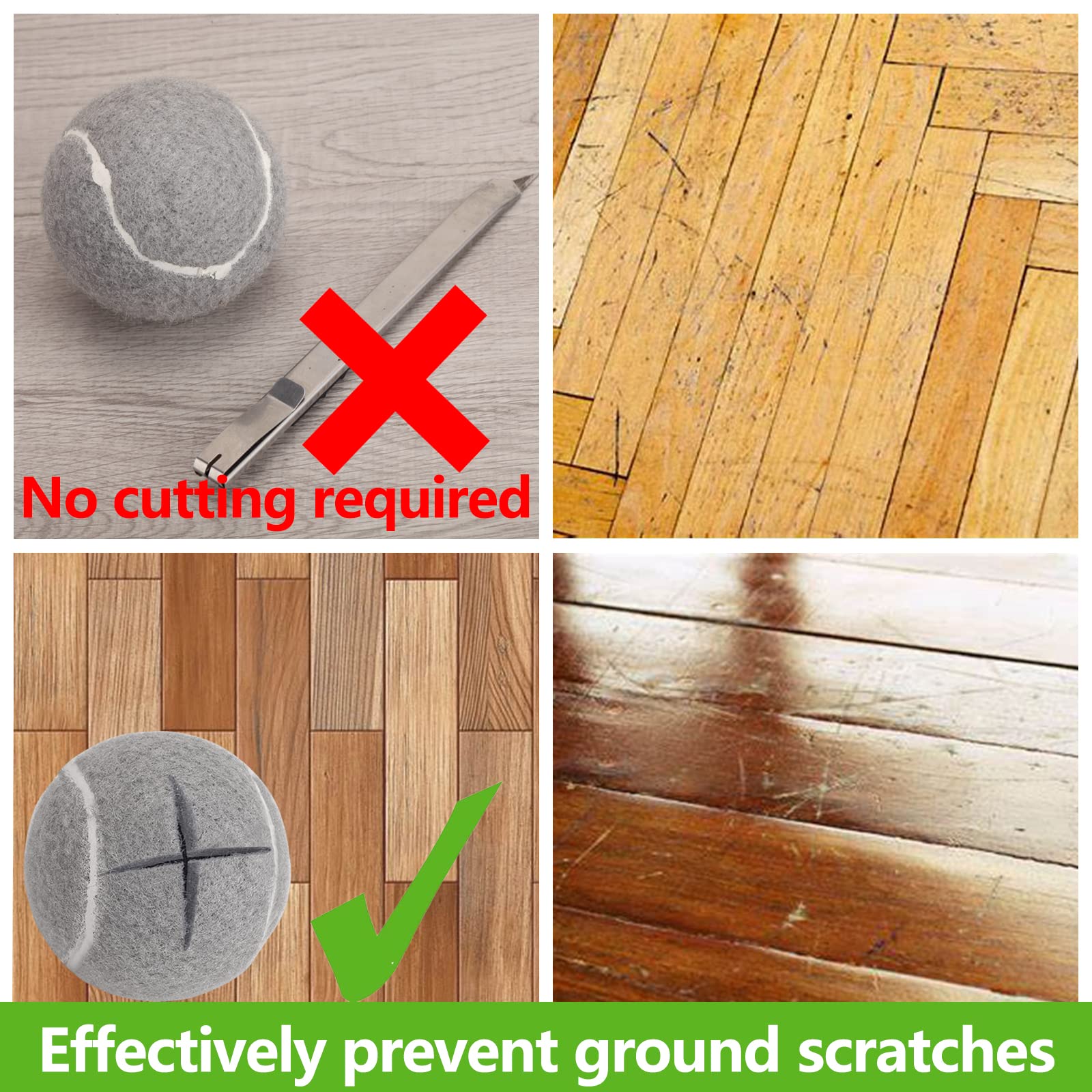 Premium Precut Tennis Balls Walkers 4 Pcs Balls with Precut Opening for Easy Installation,Walker Accessories for Seniors Fit Most Walkers,for Furniture Legs and Floor Protection