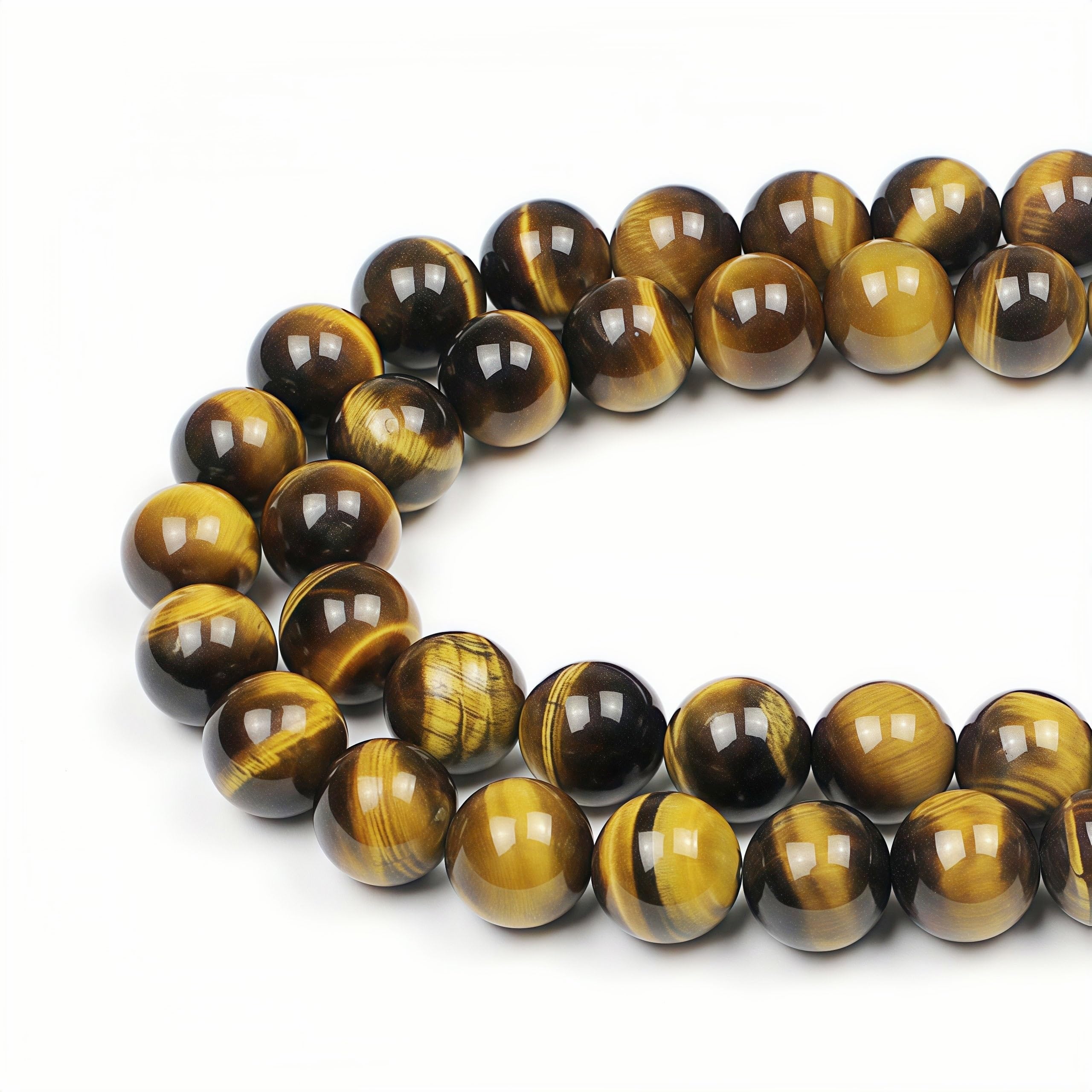 MJDCB Natural Round Stone Beads 6mm Yellow Tiger Eye Loose Gemstone Beads for Jewelry Making Bracelet Necklace 60pcs