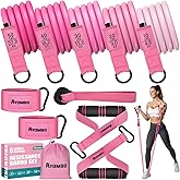 Ayombo Resistance Bands with Handles for Women, Exercise Bands Set for Physical Therapy Yoga Pilates, 5 Level Workout Bands for Working Out with Door Anchor, Home Gym Fitness Equipment