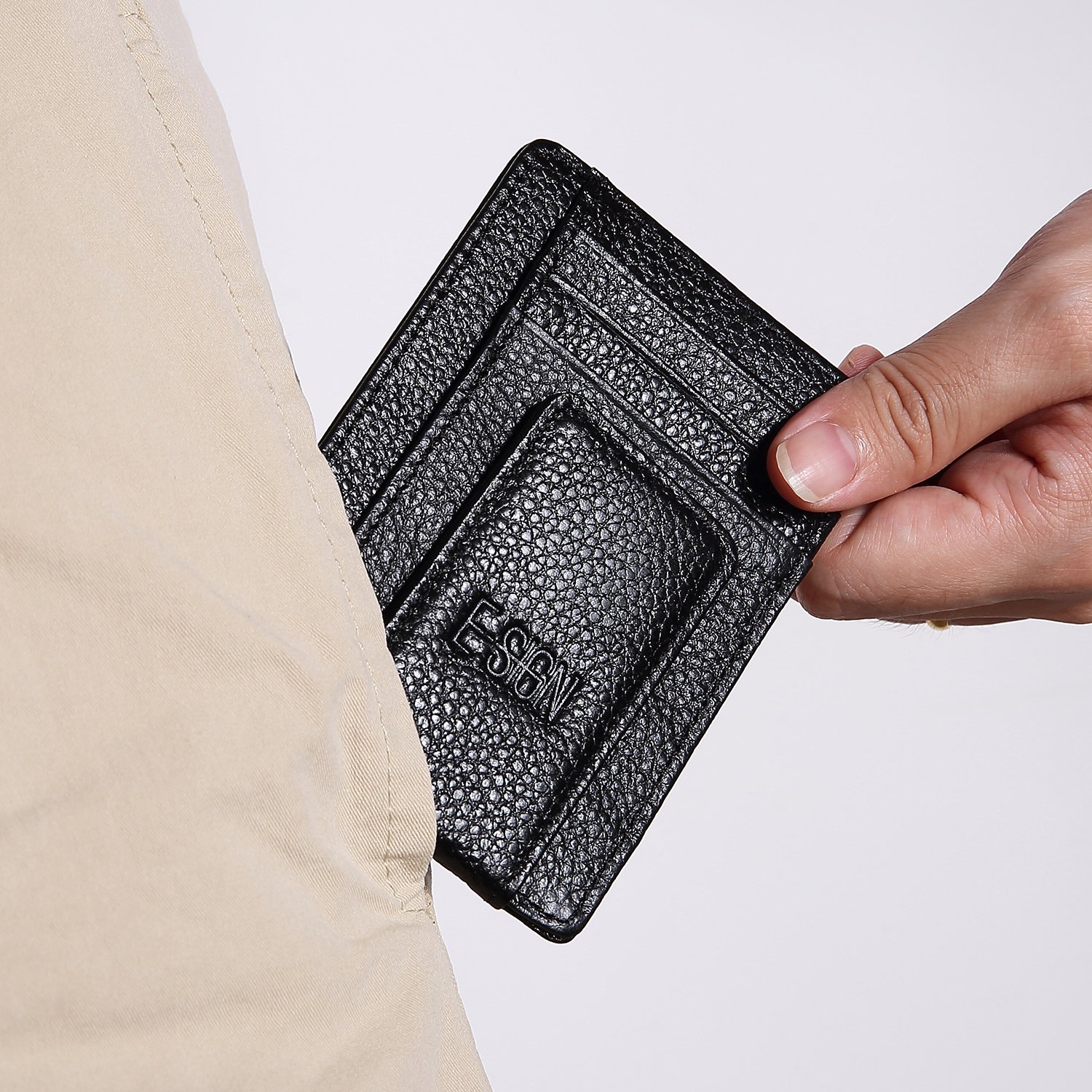 IVESIGN Slim Front Pocket Wallet RFID Blocking Money Clip Magnet Thin Credit Card Holder (Black)