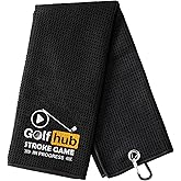 HEIFAM Golf Towel with Carabiner Clip Microfiber, Golf Hub Funny Golf Towels for Golf Bags for Men, Retirement Gift for Golfers, Gift for Grandpa Dad Brother, Black, 16"X23"