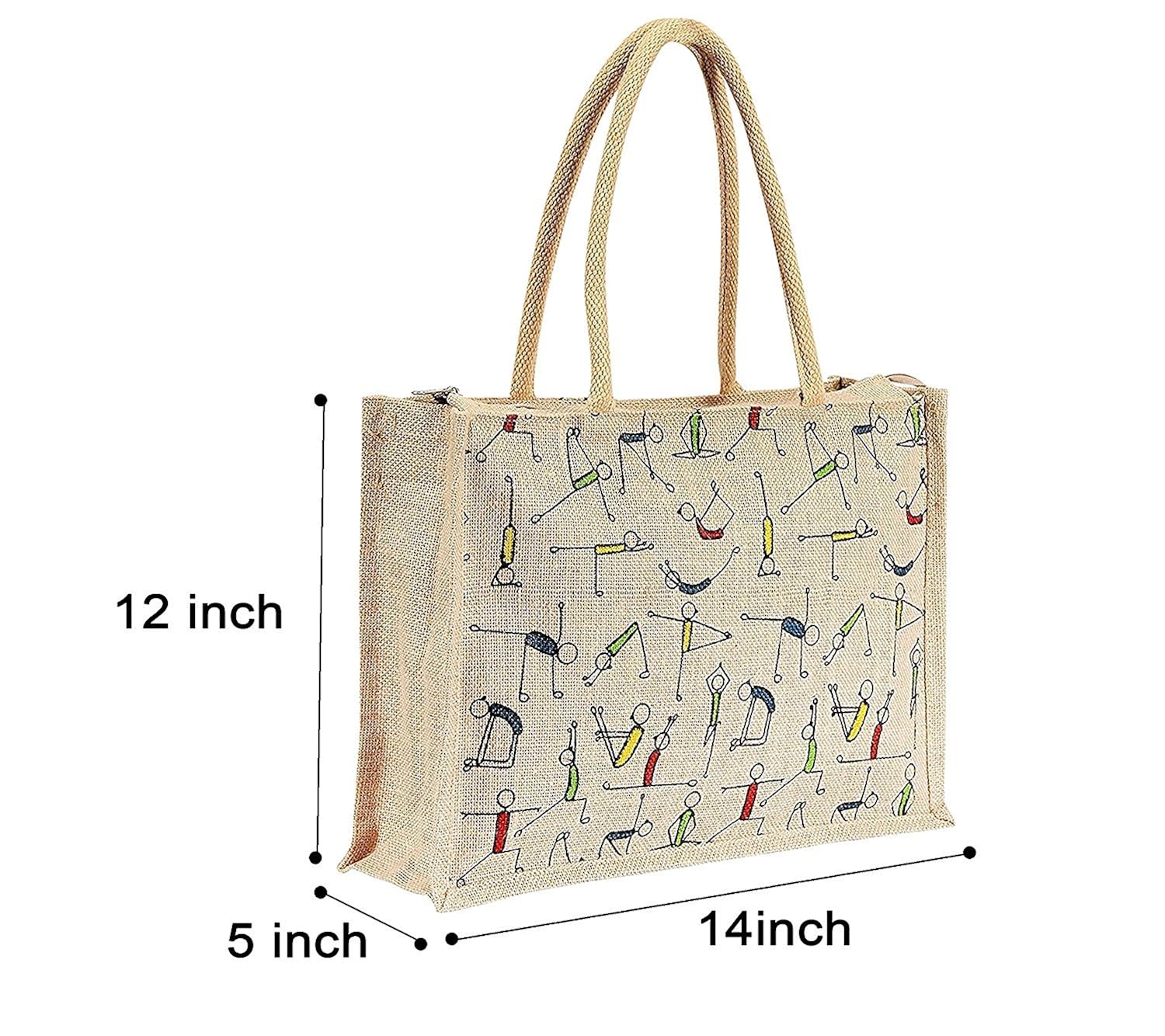 rangteq women's printed jute tote bag(beige)