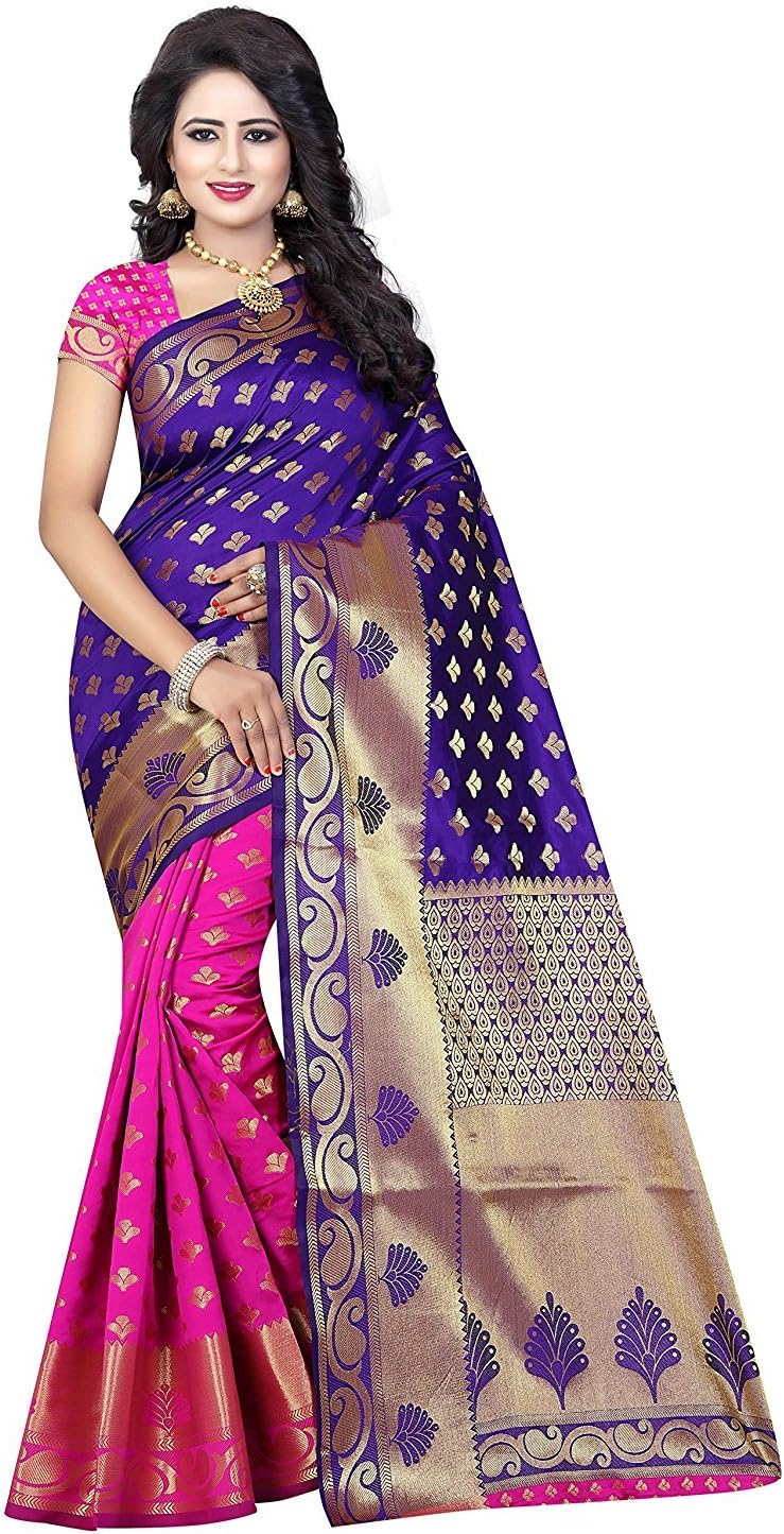 Indian Fashionista Women's Banarasi Silk Saree With Blouse Piece