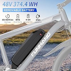 Funhang Electric Bike for Adults, 26'' 1000W Peak