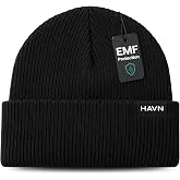 HAVN EMF Beanie for Men &amp; Women - Knit Faraday Hat with WaveStopper | Silver Shielding- Blocks 99% of WiFi 5G Cellphone Radiation - Warm Ear Covering EMF Protection - Grey / Black One Size