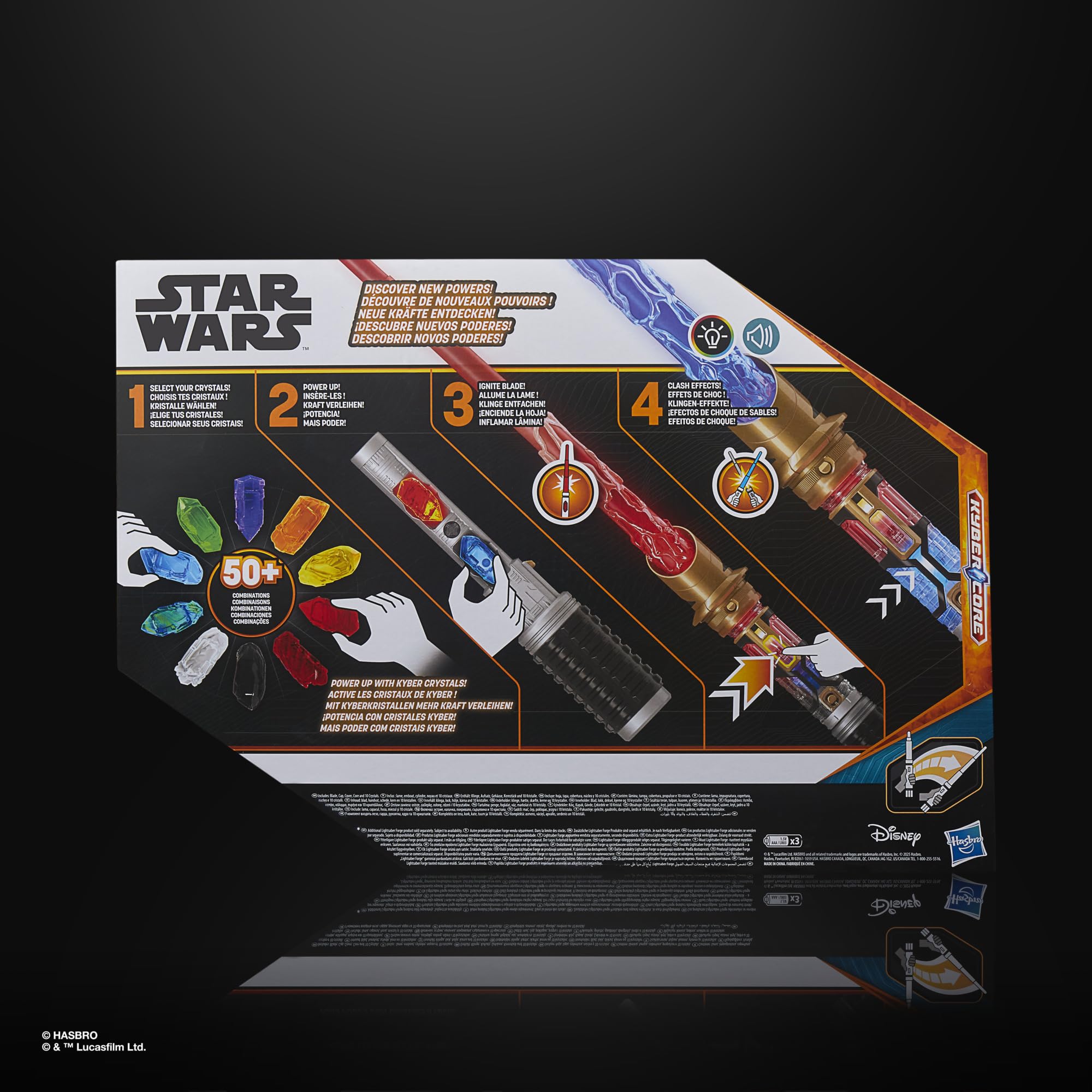 STAR WARS STAR WARS Power Crystal Lightsaber, 7 Colors & 10 Crystals, 50+ Color-Changing Combinations, Lights & Sounds, Toys for Boys & Girls, Kids, Ages 4+