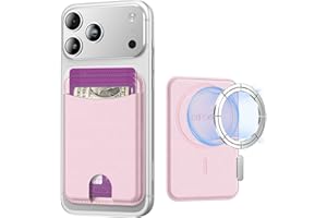 Miroddi for Magsafe Wallet, Magnetic Card Holder for iPhone 17/16/15/14/13/12 Series, Leather Magnet Phone Wallet Fit 4 Cards 3 Cash, Ultra-Thin, RFID Blocking, Light Pink
