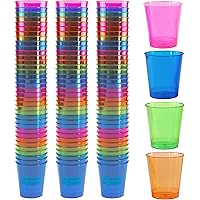 Iconikal Plastic Shot Glasses, 4-Color Assortment, 1-Ounce, 90-Count