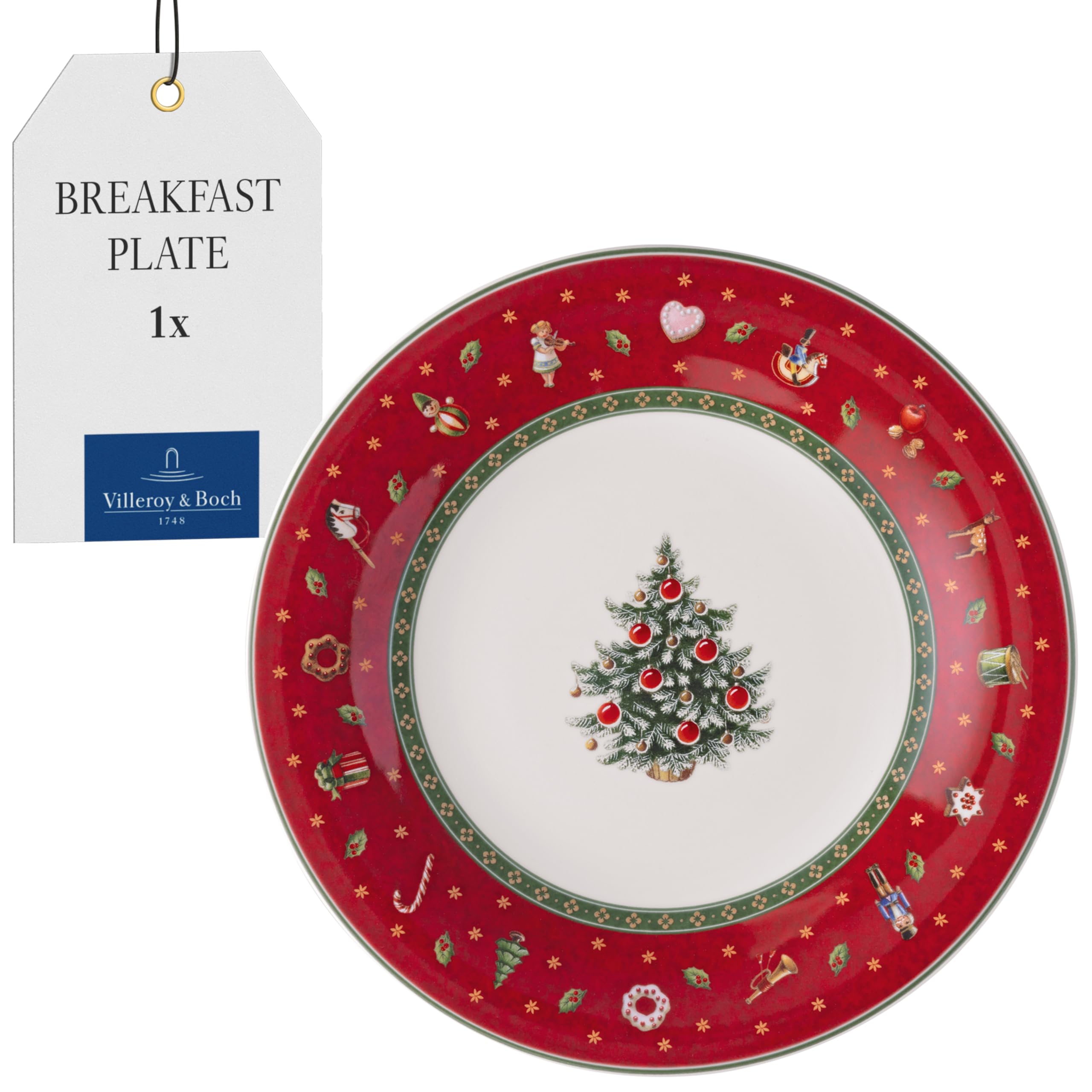 Villeroy & Boch – Toy's Delight Specials Breakfast Dish, Porcelain Dessert Plate with Christmas Motif, Christmas Tableware, 21.5 cm Ø, Dishwasher & Microwave Safe
