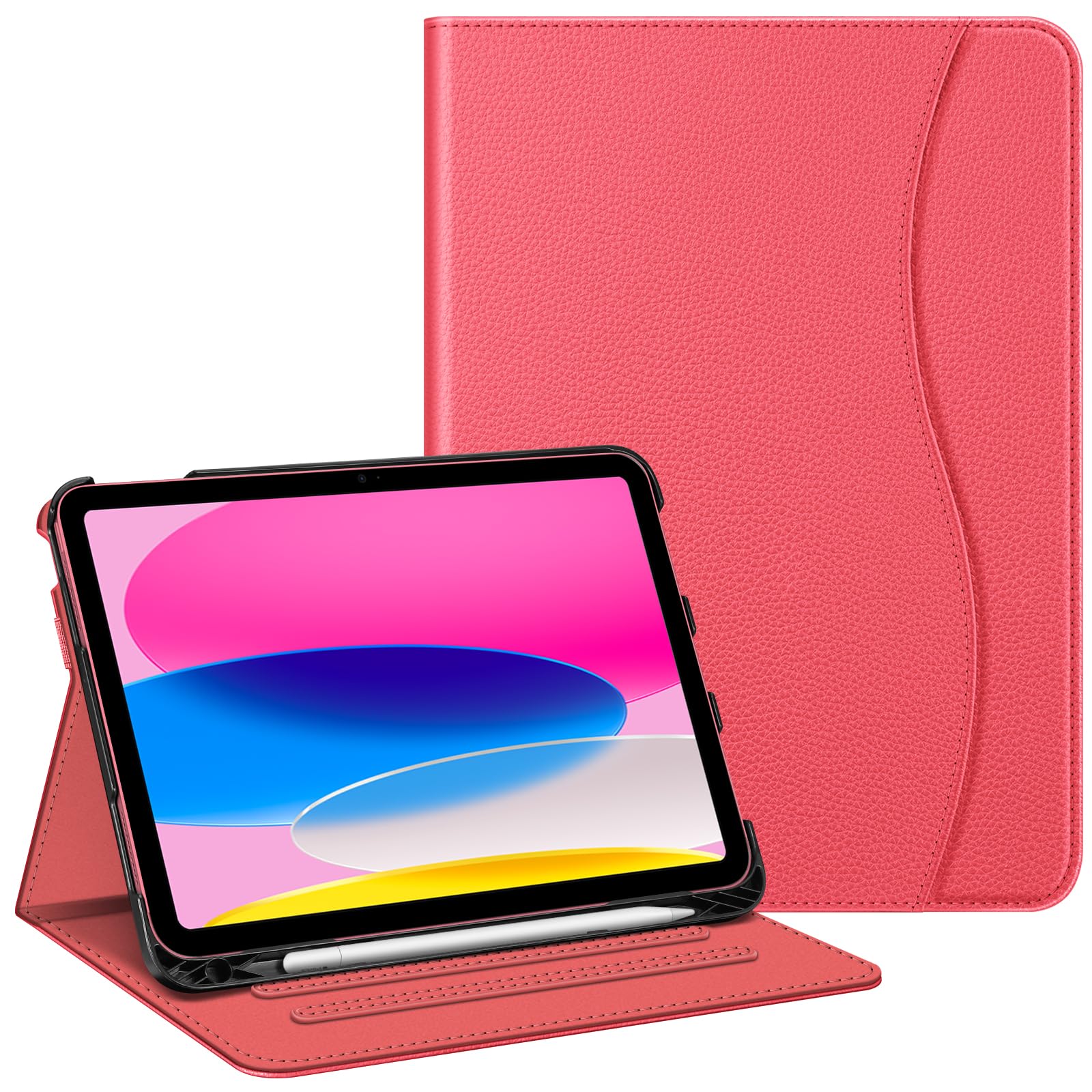 FINTIE Case for iPad (A16) 11th Generation 11 Inch (2025), iPad 10th Generation 10.9 Inch (2022), Multi-Angle Viewing Stand Cover w/Pencil Holder & Pocket, Auto Sleep/Wake, Pink — image 1