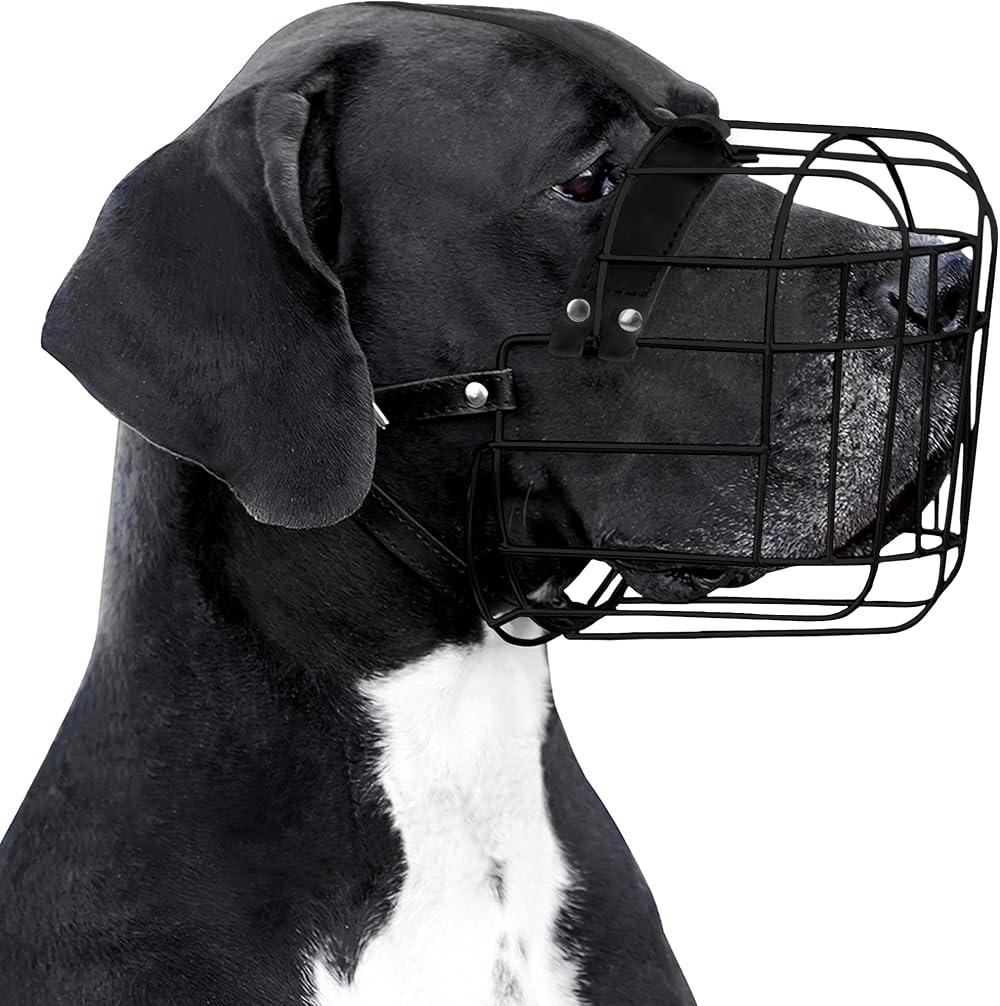 BRONZEDOG Dog Muzzle Adjustable Durable Metal Wire Basket for Large Dogs