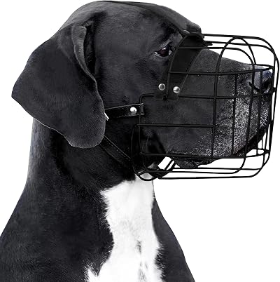 BRONZEDOG Dog Muzzle Adjustable Durable Metal Wire Basket for Large Dogs