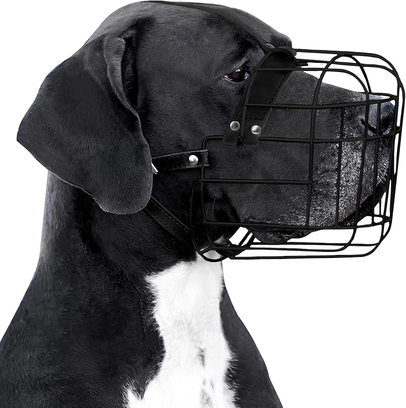 BRONZEDOG Dog Muzzle Adjustable Durable Metal Wire Basket for Large Dogs