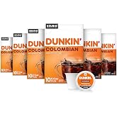 Dunkin&rsquo; Colombian Medium Roast Coffee, Keurig K-Cup Pods, 60 Count | 6 boxes of 10 single serve coffee pods each, Full-bodied flavor.