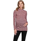 HELLO MIZ Women's Knit Ribbed Maternity Top with Mock Neck Long Sleeve, Burgundy Diamond, Small