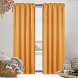 Deconovo Noise Reduction Blackout Curtains Pencil Pleat 55x96 Orange Pair view 7