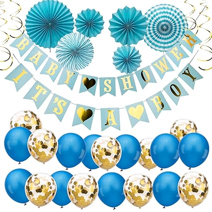 Amazon Com Savita Blue Baby Shower Decorations For Boys Kit Its A