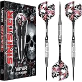 Viper Sinister Steel Tip Darts, 95% Tungsten Darts Metal Tip Dart Set for Sisal Dartboard, Sandblasted Barrels, Aluminum Dart Shafts with Locking Holes, Professional Grade