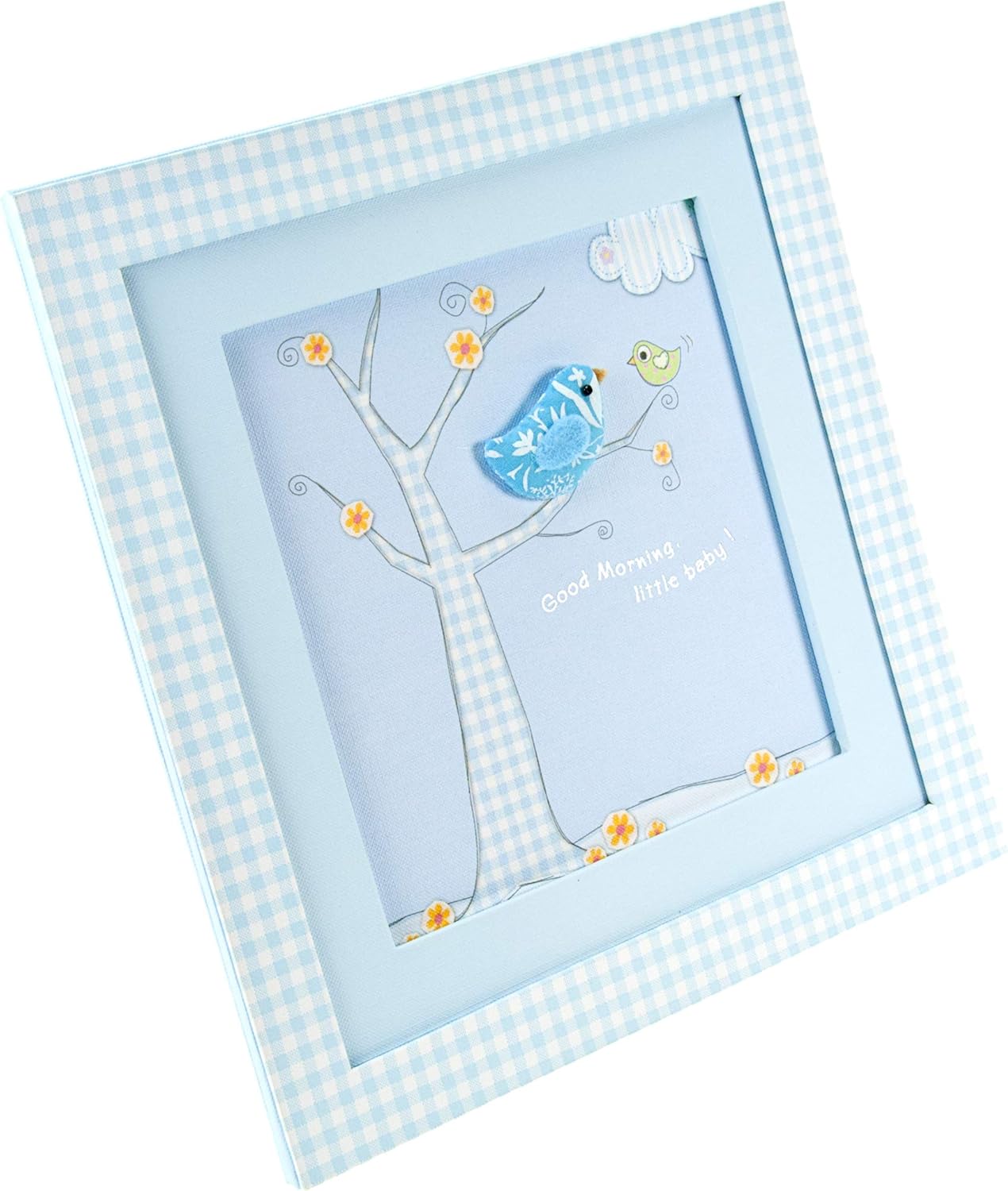 Mousehouse Gifts Picture Frame Pastel Blue Little Bird Design Wall Hanging Framed Picture for Baby Boys Nursery or Bedroom - Image 3
