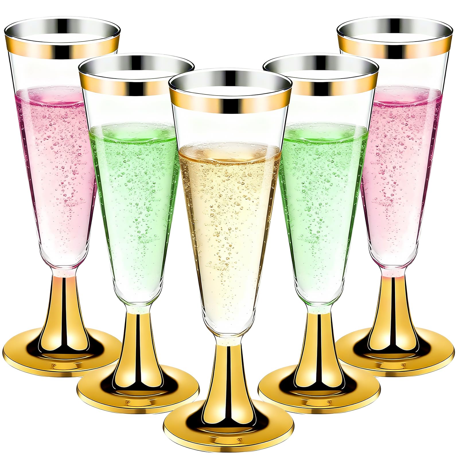 Photo 1 of 40 Pack Plastic Champagne Flutes with Gold Rim Gold Bottom, 5.5 Oz Clear Disposable Plastic Champagne Glasses, Wine Glasses Cups for Wedding Celebration Party Wine Tasting New Years Eve Party Supplies