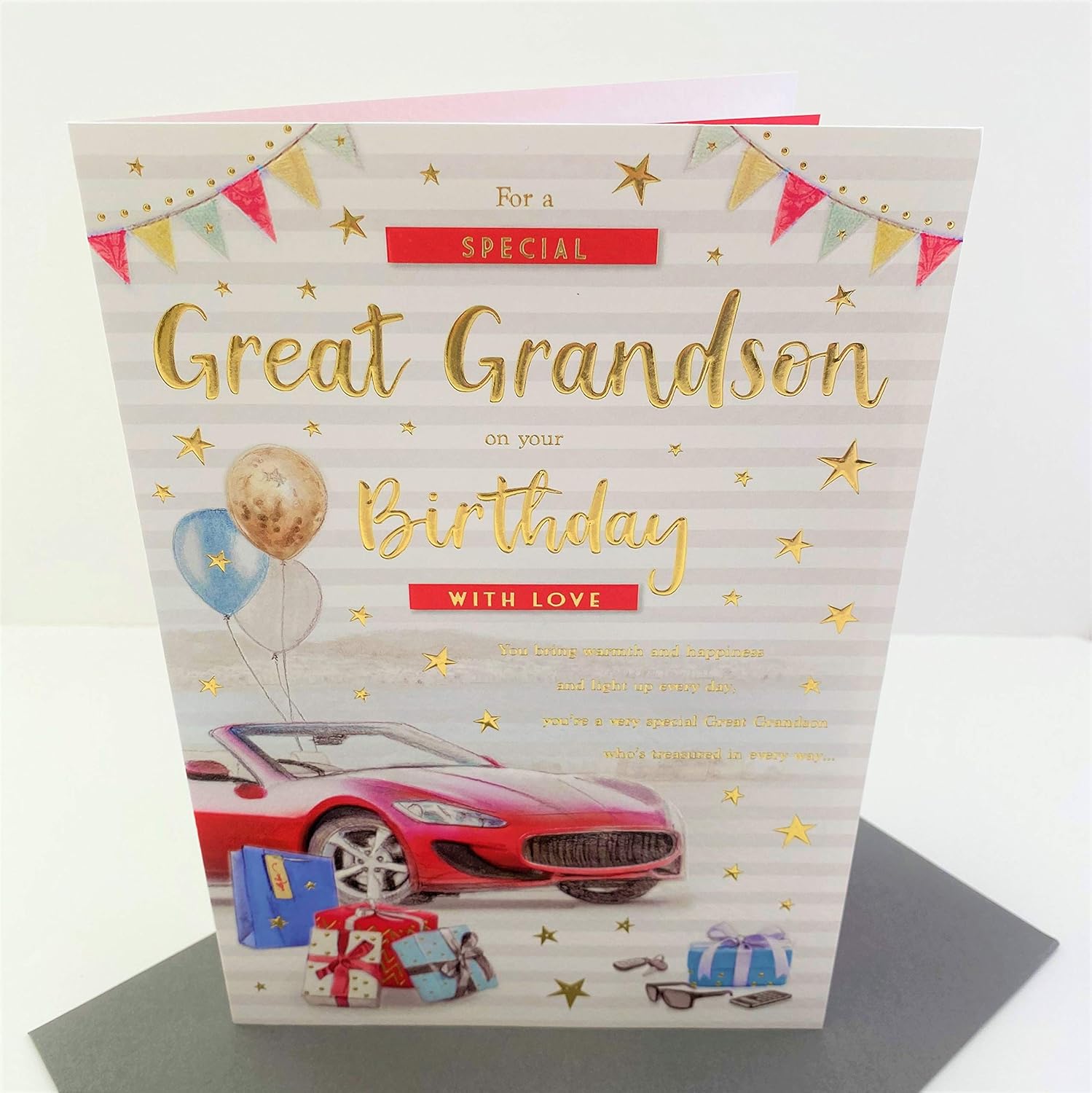 Special Great Grandson Birthday Card 7530, red|brown|beige|grey, 23cm x 15cm - Image 4