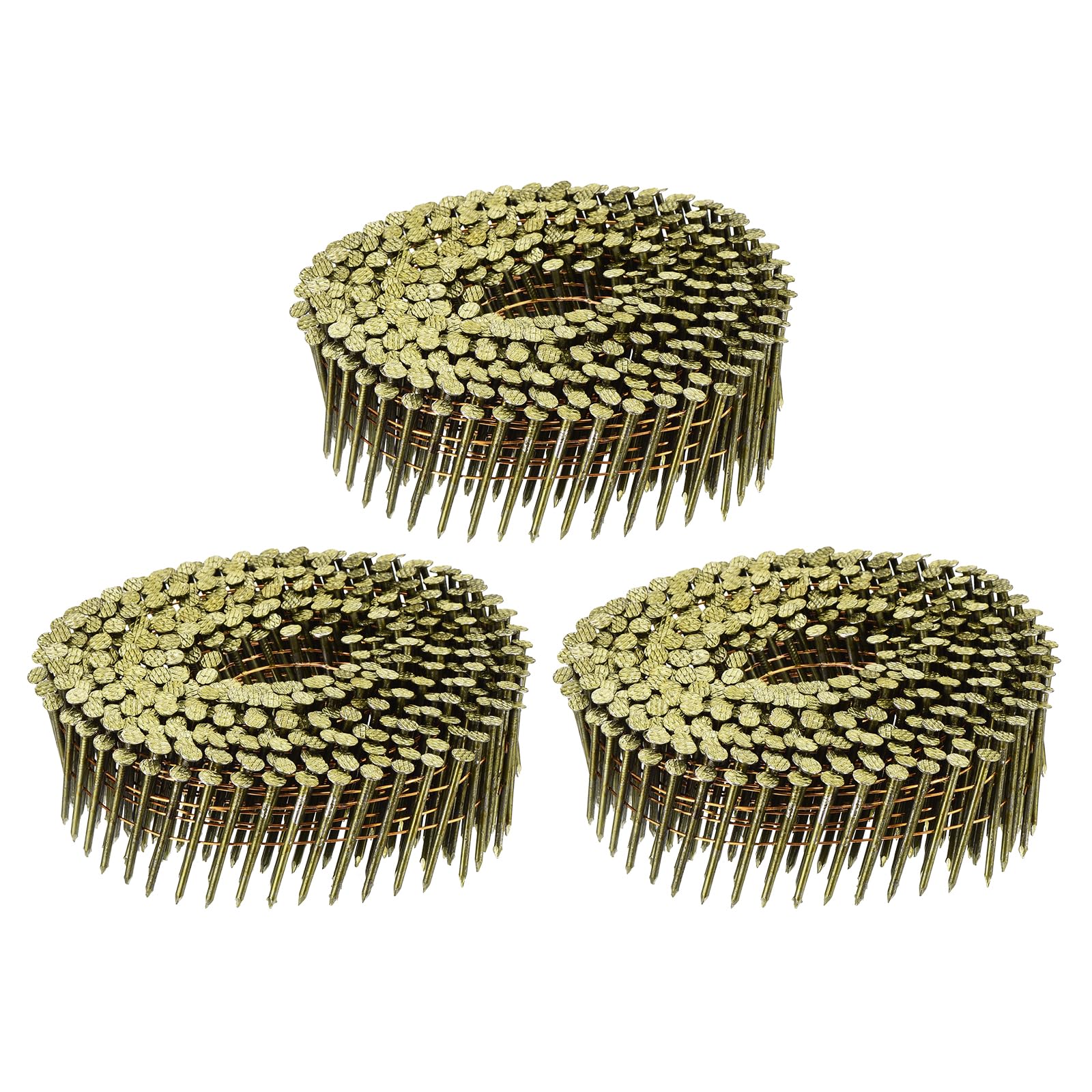 Photo 1 of uxcell 1200 Count Siding Nails 1-1/2" x 0.083" 15-Degree Ring Shank Full Round Head Collated Wire Coil for Lath and Sheathing Materials