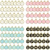 Hicarer 104 Piece Letter Charms for Jewelry Making - Alphabet Charms for Bracelet, Necklace & DIY Projects (Black, White, Pink, Blue)