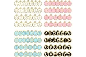 Hicarer 104 Piece Letter Charms for Jewelry Making - Alphabet Charms for Bracelet, Necklace & DIY Projects (Black, White, Pink, Blue)