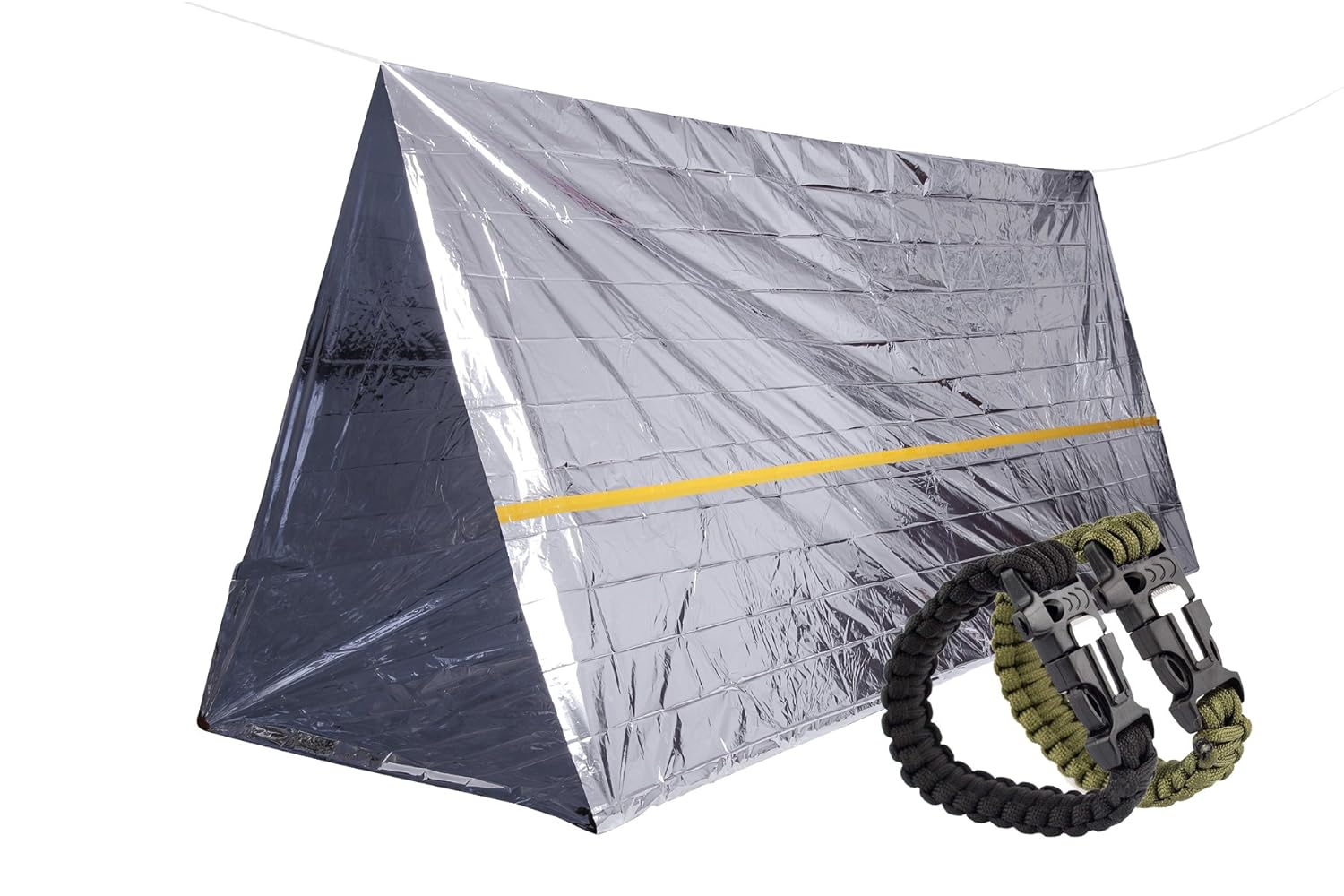 STEPS Refugio de supervivencia de emergencia Mylar Tienda Incluye Pack Pulsera Supervivencia