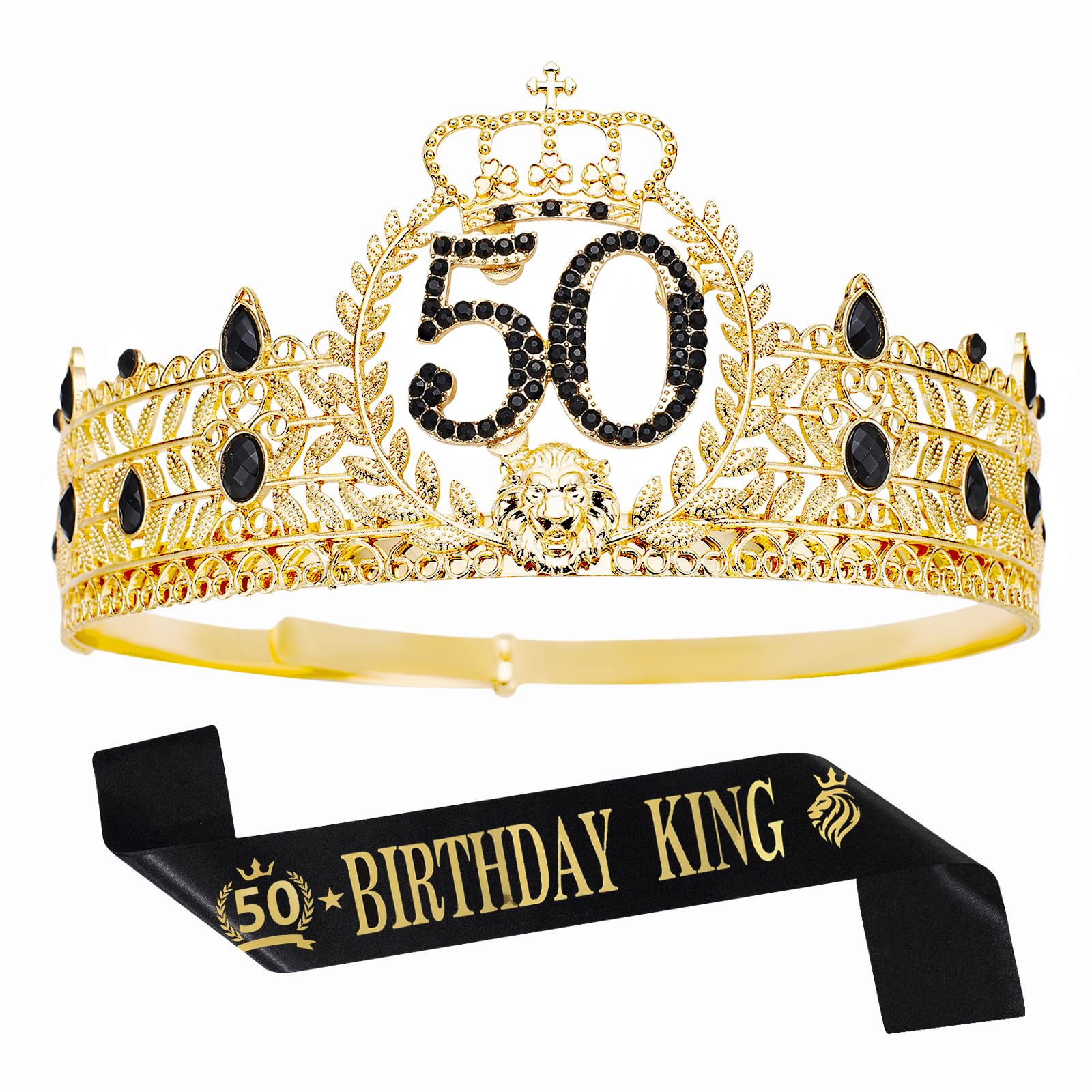 Photo 1 of *** SEE CLERK COMMENTS*** JITINX Birthday King Crown and Sash, Gifts for Men. Birthday Party Decoration for Men (Gold-50)