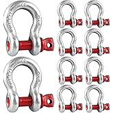 ZORUNNA 10 Pcs 3/8'' D Ring Anchor Shackles for Towing, Galvanized Screw Pin Clevis Shackle WLL 1 Ton (2204 lbs) Perfect for Jeeps/ATV's/Trucks/Trailers/Outdoor Adventure Camping