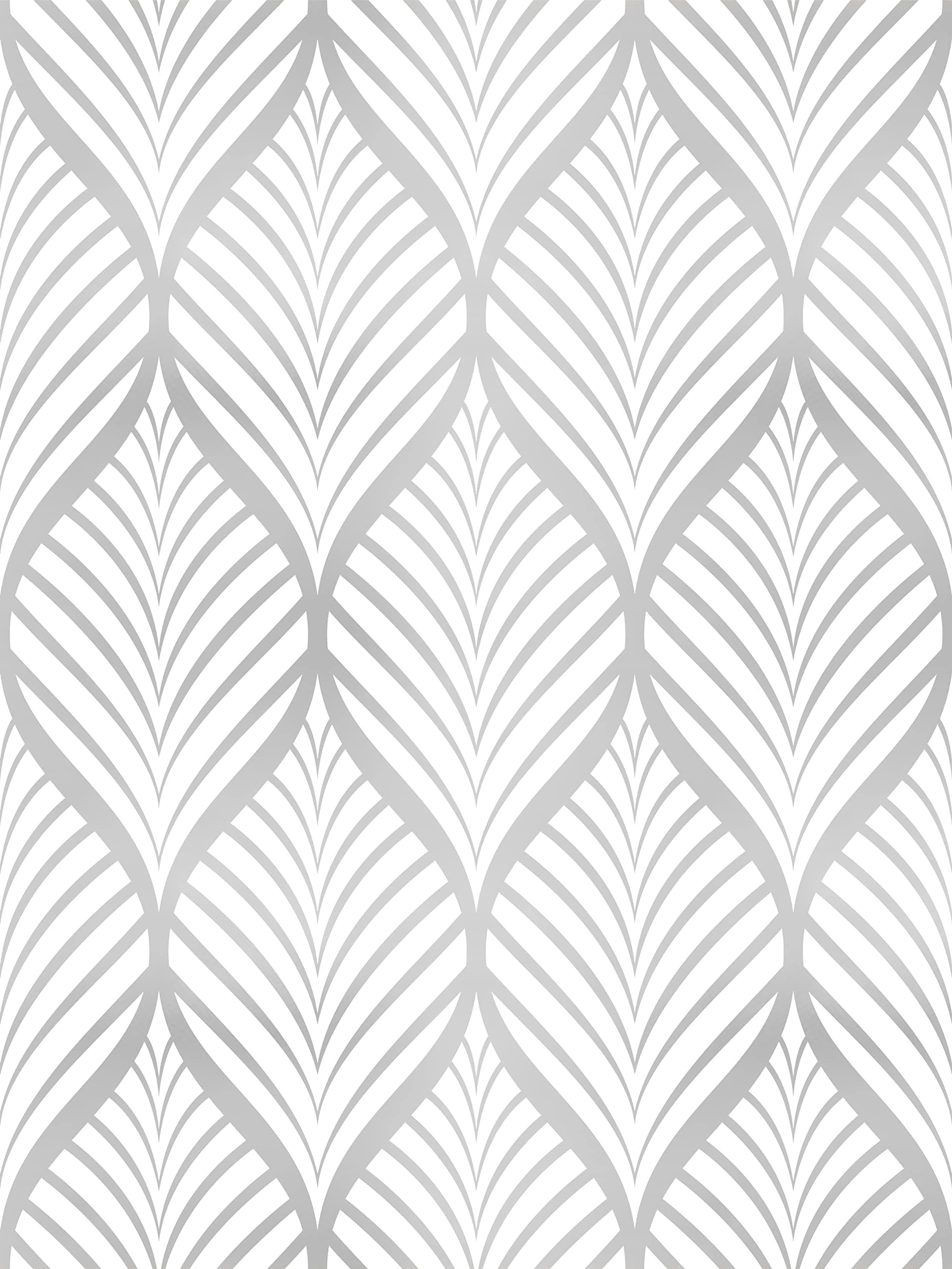 Photo 1 of Amiya Silver Gray Peel and Stick Wallpaper Modern Boho Removable Vinyl Contact Paper Leaf Self Adhesive Bathroom Wallpaper for Cabinets 17.5" x 120" Renter Friendly